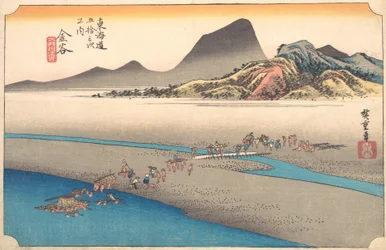 Das ferne Ufer des Oi-Flusses bei Kanaya, 1834