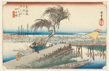 Yokkaichi, Flussszene, in Die dreiundfünfzig Stationen der Tokaido-Straße (Tokaido Gojusan Tsugi-no Uchi)