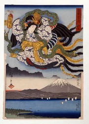Amaterasu, die Göttin der Sonne auf dem Berg Fuji