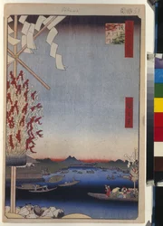 Hundert berühmte Ansichten von Edo: Asakusa-Fluss, Miyato-Fluss, Große Uferpromenade