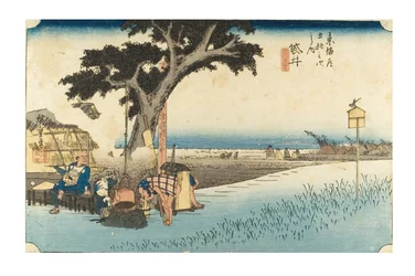 Fukuroi: Teestand aus der Serie Die 53 Stationen des Tokaido, ca. 1831-1834