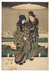 Schnee am Sumida-Fluss aus der Serie Ansichten der vier Jahreszeiten an berühmten Orten in Edo