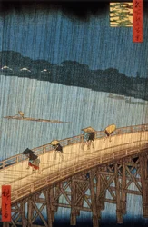 Plötzlicher Regenschauer (yudashi) auf der Ohashi-Brücke, Japan, Gravur von Ando Hiroshige