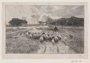 Landschaft mit Schafen und Hirten