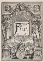 Titelblatt und Vignette zu einer Ausgabe von "Faust", München 1884