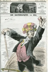 Karikatur "Die Saltimbanques", "Reiß! Nicht kämpfen!", Serie über Scharlatane. Titelblatt in "L