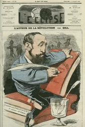 Karikatur von Jules Claretie (1840-1913), französischer Romanautor, Dramatiker und Kritiker. Titelblatt in „L