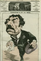 Karikatur von Paulin Menier, französischer Schauspieler. Titelblatt in „L