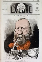 Giuseppe Garibaldi (1807-1882), Hymne an den Frieden - von Gill, in „The Moon“ vom 22.09.1867