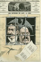 Hippolyte de Villemessant (1810-1879), Gründer von Le Figaro und Francis Magnard (1837-1894) Journalist und leitender Mitarbeiter von Villemessant. Die Zeitung wird unter der Kommune gelöscht und unter Thiers wiederhergestellt. Titelblatt in „L