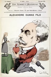Humoristische Zeichnung über Alexandre Dumas Fils. Umschlag „Les Hommes d