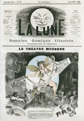 Le Theatre Moderne in Paris. Karikatur von Gill, in „La Lune“, 28. Oktober
