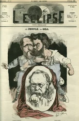 Les Peuples, mit Clement Duvernois (1836-1879), Pierre-Joseph Proudhon (1809-1865) und Jules Valles (1832-1885), Schriftsteller und Politiker. Titelbild in 