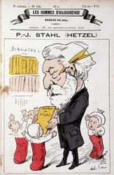 Porträt-Karikatur von Pierre Jules Hetzel, der Stahl