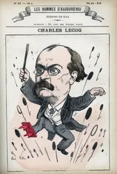 Porträt von Alexandre Charles Lecocq (1832-1918), französischer Komponist. Karikatur von Gill, Paris