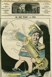 Porträt von Christian (1821-1889), französischer Sänger, in der Rolle des Königs Vlan im Stück „Le voyage dans la lune“ von Jacques Offenbach. Titelbild in „L
