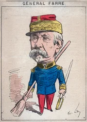 Porträt von Jean Joseph Frederic Albert Farre (1816-1887), ein französischer Soldat, er wurde 1870 zum General und Kriegsminister ernannt - Karikatur von Andre Gill in „Les Hommes d