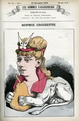 Porträt von Sophie Croizette, französische Theaterschauspielerin. Karikatur von Gill, Paris