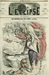 Die Brühe des Tages, Illustration für „von-Fleisch“, Fleischextrakt. Titelblatt in „L