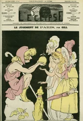 Das Urteil des Paris, das die Republik dem Kaiserreich und der Monarchie vorzieht. Titelblatt in „L
