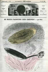 Warum machen wir keine Crêpes? Illustration von Gill als Reaktion auf Zensur. Titelblatt in „L