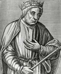 Porträt von Kasimir III., König von Polen, genannt der Große (1310-1370), Gravur aus Les Vrais pourtraits et Vies des Hommes illustres