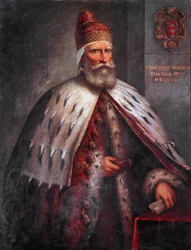 Porträt des Dogen Sebastiano Venier (1496-1578), Condottiere. Er führte 1571 zusammen mit Francesco Duodo die venezianische Flotte während der Schlacht von Lepanto. Andrea de