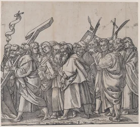 Heilige mit Kreuzen, Büchern und Waffen, aus Der Triumph Christi, 1836