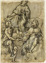 Heiliger Clemens flankiert von den Heiligen Sebastian und Rochus