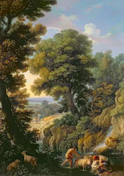 Eine Landschaft in Latium mit Hirten