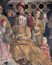 Barbara von Brandenburg mit ihrer Tochter Paula und Rodolfo Gonzaga (Detail)