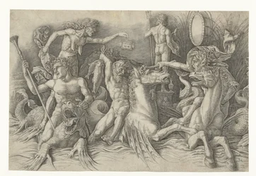 Kampf der Meeresgötter, mit Neid (Invidia) links