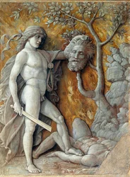David hält Goliaths Kopf