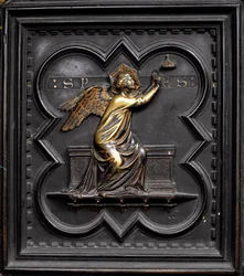 Hoffnung, Tafel A der Südportale des Baptisteriums von San Giovanni, 1336
