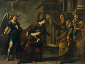 Raguels Segen ihrer Tochter Sarah vor der Abreise aus Ekbatana mit Tobias, um 1640