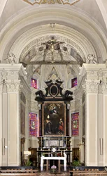Ansicht des Presbyteriums, Kirche der Heiligen Nazaro und Celso, Brienno, Como, Lombardei, Italien