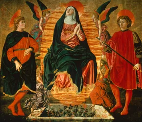 Die Himmelfahrt der Jungfrau und die Heiligen Julian und Miniato, von Andrea del Castagno