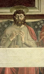 Das letzte Abendmahl, Detail von Jakobus dem Älteren, 1447 (Detail)