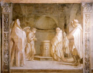 Engel kündigt Zacharias die Geburt eines Kindes an, Detail aus Geschichten der Jungfrau Maria von Andrea del Sarto