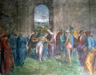 Heilung der besessenen Frau, von Andrea del Sarto