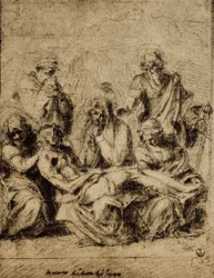 Studie für die Kreuzabnahme, Zeichnung von Andrea del Sarto. Gabinetto dei Disegni e delle Stampe, Uffizien, Florenz