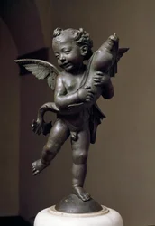 Liebe mit Delfin Bronzeskulptur von Verrocchio