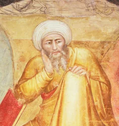 Triumph des heiligen Thomas von Aquin, Detail der Figur unter dem Thron, aus der Spanischen Kapelle, c.1365