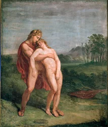 Apollo und Hyacinthos (Hyazinthe) Fresko von Andrea Appiani (1754-1817) Dim. 116x100 cm Mailand, Pinacoteca di Brera