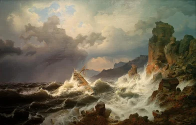 Ein Seesturm an der norwegischen Küste