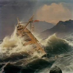 Ein Seesturm an der norwegischen Küste