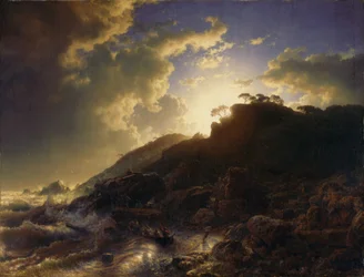 Sonnenuntergang nach einem Sturm an der Küste Siziliens
