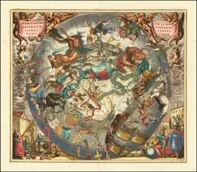 1660 Himmelskarte des Südhimmels, die die Sternbilder der Südhalbkugel illustriert