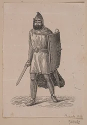 Gehender Krieger mit Schild