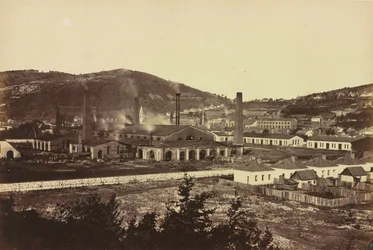 Eisenwerke in Reschitza, um 1860